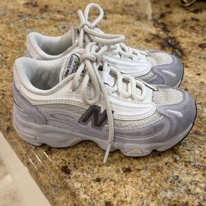 New Balance White and Light Gray Runner Sneakers